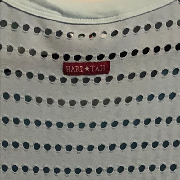 Fun eyelet tunic/top. 3/4 sleeve. By Hard Tail. Med to Large. Sea foam green. - Picture 3 of 3